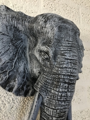Mooie zwart-grijze olifantenkop wandornament, prachtig!!